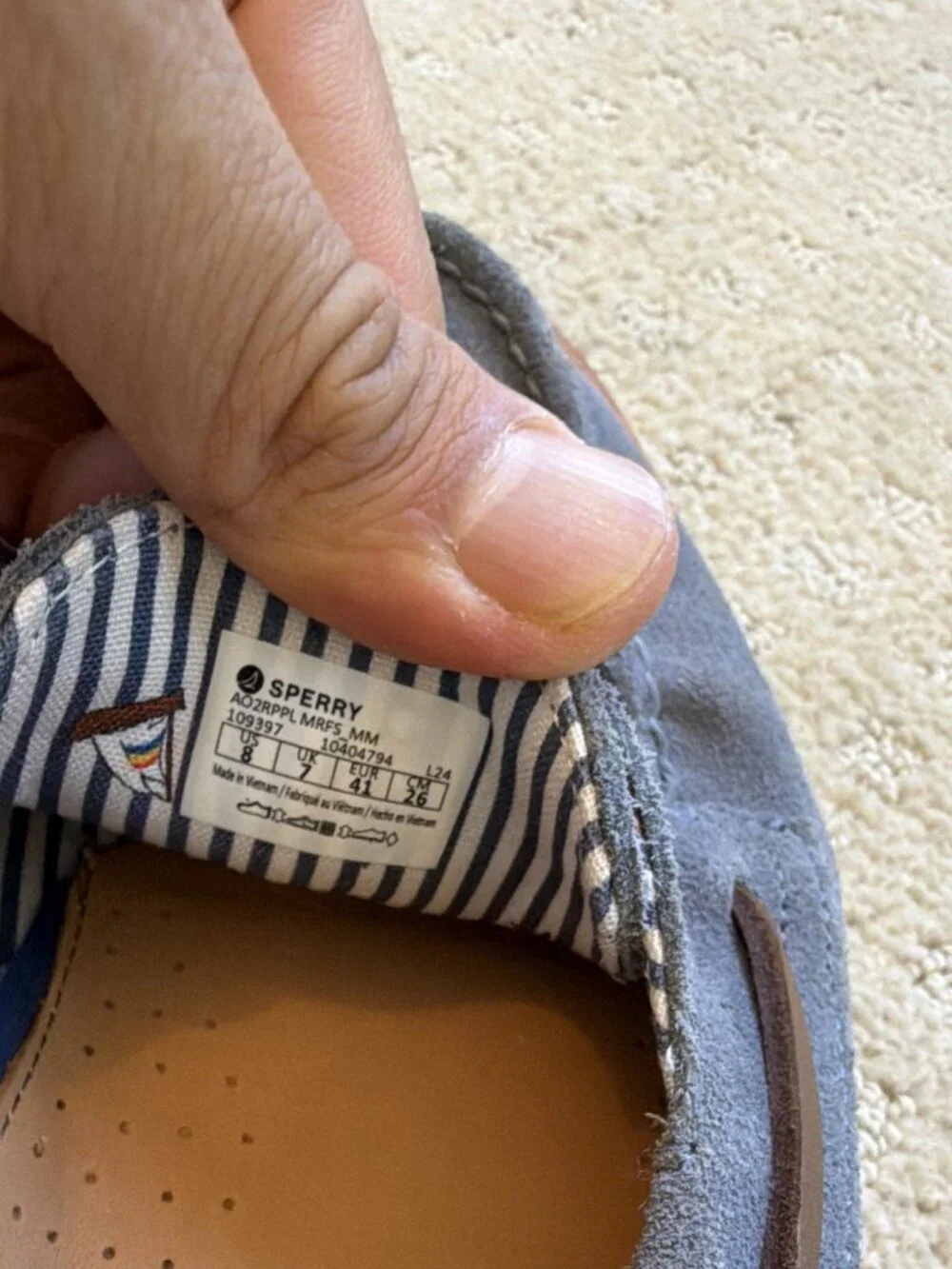 Sperry x Nordstrom Blue Suede Boat Shoes Men's US 8